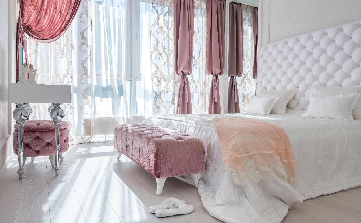 lace and ruffles in new romantic bedroom with pink accents